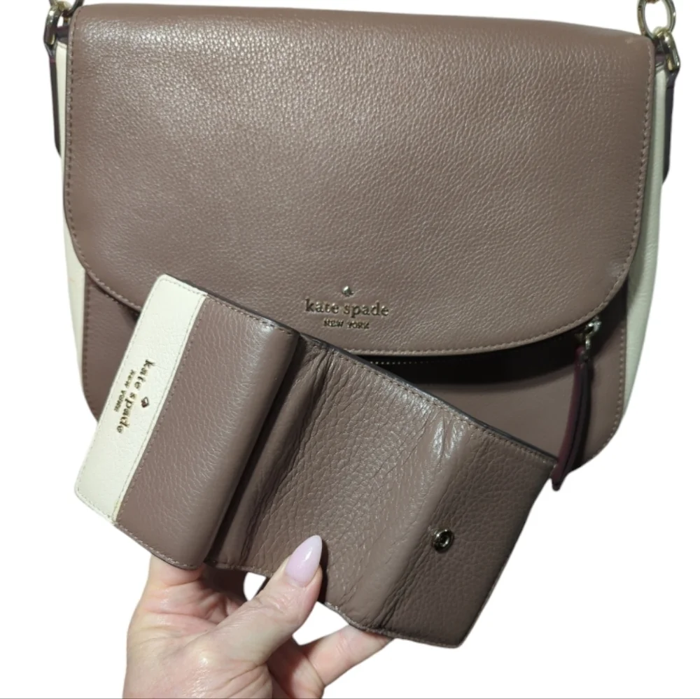 Kate Spade New York Jackson Colorblock Flap Shoulder Bag W/ Matching Mini Wallet